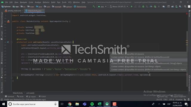 Control Spinner en Android Studio смотреть онлайн