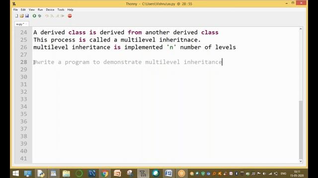 Multilevel Inheritance in Python | Python tutorials for beginners | Learn python online