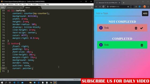 Awesome Todo List Using HTML & CSS & JavaScript (2020)