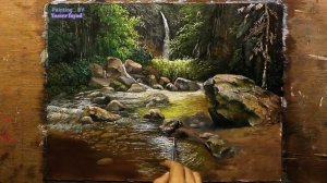 Oil Painting Tropical Landscape  With Rocks  By Yasser Fayad Part 3