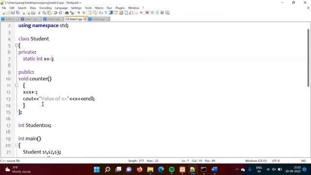Static Data Member and Static Member Functions in C++ |  Static Variables & Methods in C++ OOPS