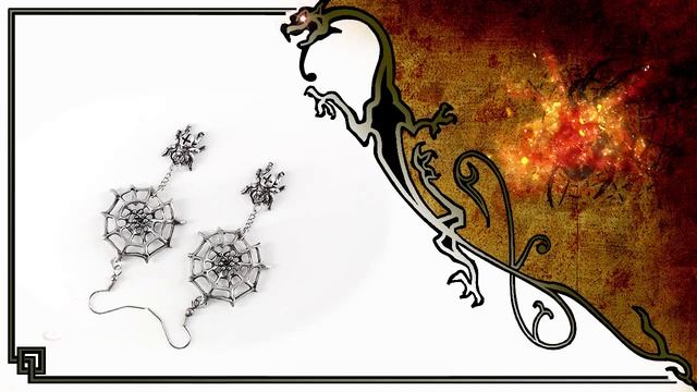 АРАХНА ~ ГОТИЧЕСКИЕ СЕРЬГИ С АЖУРНЫМИ ПАУТИНКАМИ И ПАУЧКАМИ  БИЖУТЕРИЯ ДЛЯ НЕФОРМАЛОВ 1351