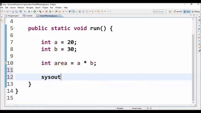 area of rectangle in java смотреть онлайн