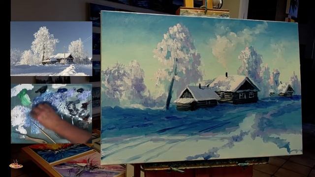 ? ХуДоЖнИкИ | Живопись маслом | Рисуем вместе | Зимний пейзаж | Александр Григорьев смотреть онлайн