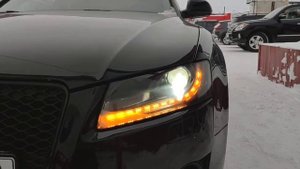 Бегающий поворотник, ДХО, линзы Optima Professional Audi A5