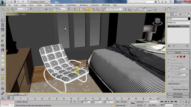3D Max Tutorial Interior Bedroom Modeling Vray + Photoshop смотреть онлайн