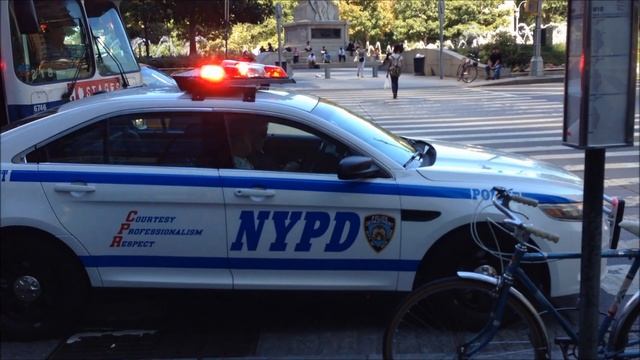 NYPD SURGE DRILL LINE-UP, WITH BRAND NEW NYPD FORD TAURUS POLICE INTERCEPTOR ON W. 59TH ST. IN NYC. смотреть онлайн