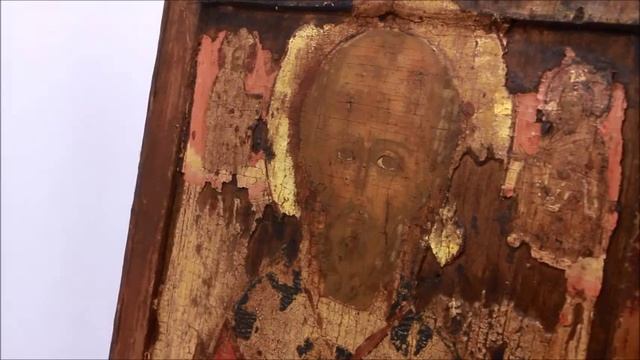 Купить редкие иконы: икона 17 век старинная Николай Чудотворец. DR0272.