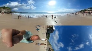 Путешествие. Бали. пляж. 360 видео, панорамное.