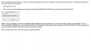 How to fix Run-time error 53 every time I open a document in Word