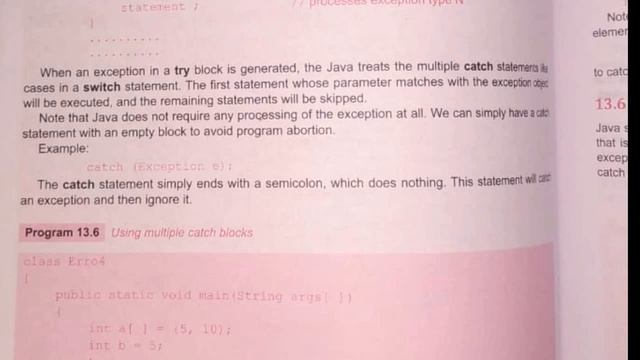 Multiple Catch Statement | Exception handling Java | Java balaguruswamy audiobook смотреть онлайн