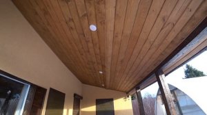 ГарМаСаХо. Обшивка вагонкой потолка навеса.