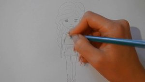 Как нарисовать ДЕВОЧКУ В ШОРТАХ И ТОПЕ, Рисуем Просто/876/How to draw a GIRL IN SHORTS and a TOP