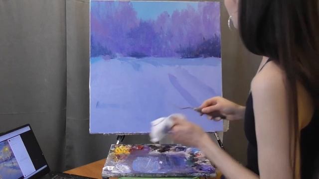 Видеоурок Фании Сахаровой "Зимний сквер" уроки масляной живописи для начинающих смотреть онлайн