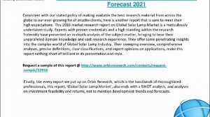 Global Solar Lamp  Market Study 2016-2021 - Orbis Research