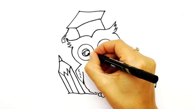 Рисунок на День Учителя | Как просто нарисовать Умную Сову . Что нарисовать учителю.