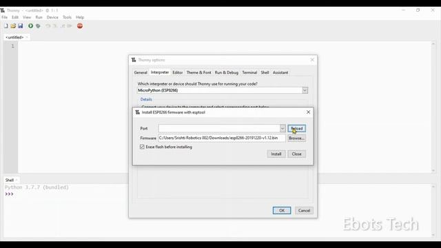 How to install MicroPython firmware with Thonny and NodMCU