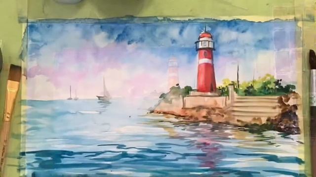 FRESH ART Морской пейзаж акварелью смотреть онлайн