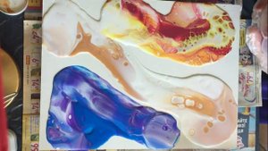 Ice and flame. Acrylic paints pouring art. Лед и пламя. Заливка акриловыми красками.