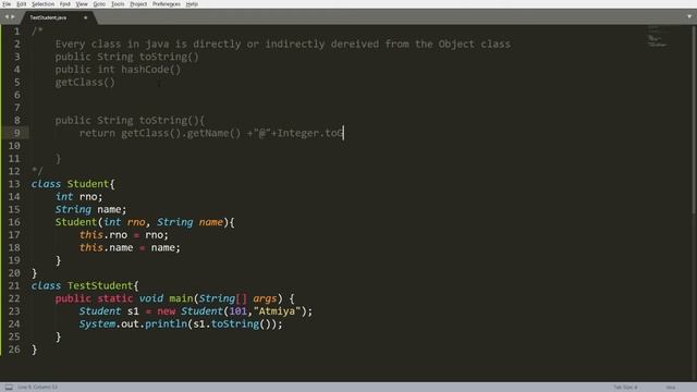 Object Class in Java - Part-1 (toString(), hashCode(), getClass())