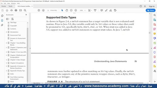 15 JAVA OCA 1Z0 808 switch statement case default Chapter 2 Operators Statements