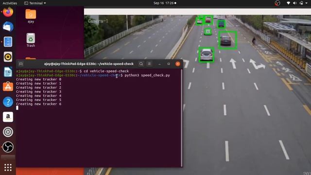 Vehicle Detection and Speed Tracking using OpenCv