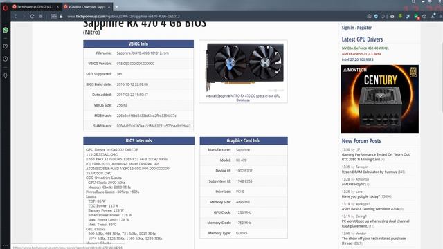 Прошивка BIOS видеокарты AMD RX 470