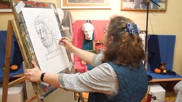 Рисунок гипсовой головы смотреть онлайн