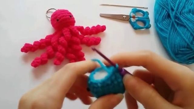 Anahtarlık Yapımı / Amigurumi Ahtapot / Crochet Amigurumi Octopus Key Chain
