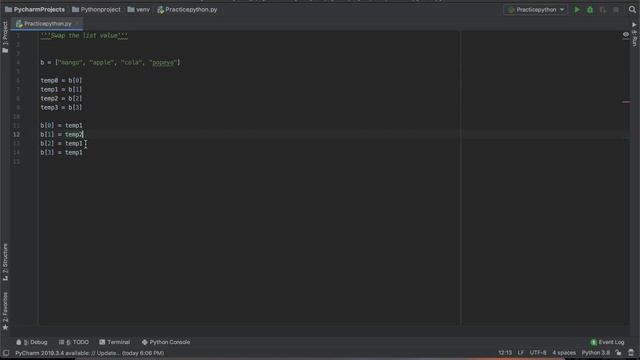 Python Practice Series 4 | Beginners | Level 1 | Basic | Swap List Values | Programming Exercises