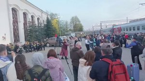 Оркестр на вокзале Великого Новгорода