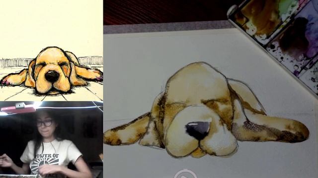 Как нарисовать песика (щенка, собачку) акварелью и линером смотреть онлайн