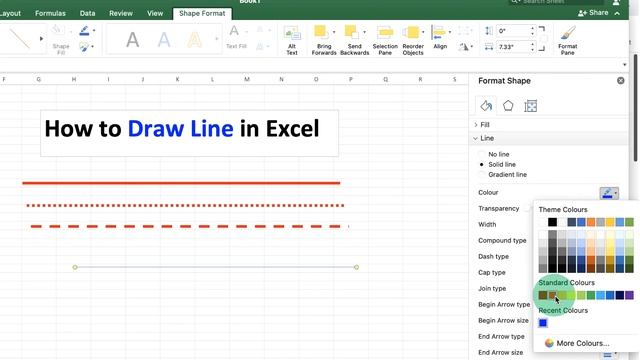 How to Draw Line in Excel смотреть онлайн