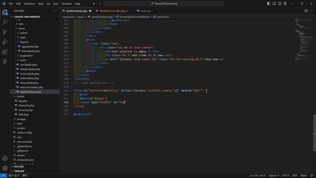 Laravel 10 E-Commerce Project - Remove Product from Wishlist