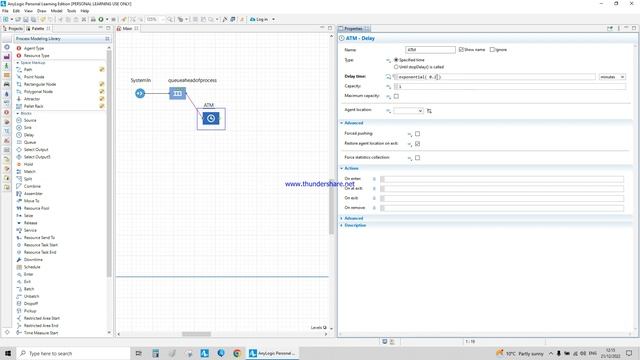 AnyLogic Simple Model + Animation Source sink delay path point node Model Time units