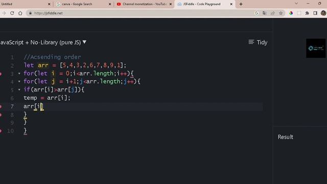 Ascending Order without Sort method with JavaScript #javascript #javascriptengineer