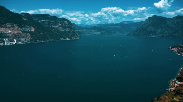 lago diseo  Brescia - Lombardia - Italy Isola di San Paolo Monte Isola  Drone Video 4K