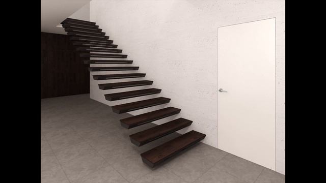 Анимация монтажа лестницы с консольными ступенями. смотреть онлайн