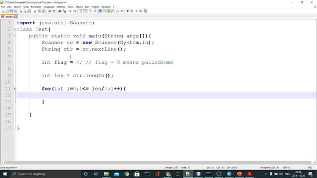 Experiment 01 - Palindrome String