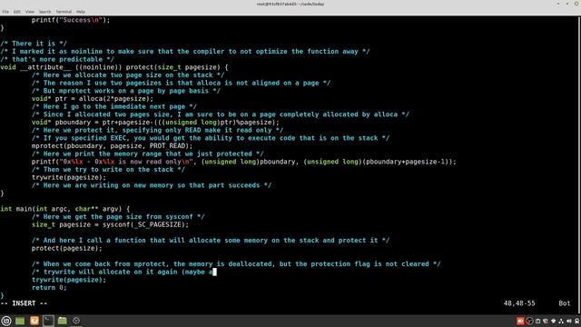 A look at mprotect and how to use it to make part of the stack read-only смотреть онлайн