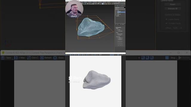 Как сделать камень за 1 минуту в 3Ds Max🗿 #3dmodeling #3dsmax #3dmax #3danimation #3ds #3d #shorts