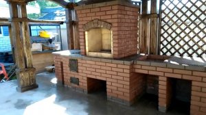 Мангал с печкой в беседке
