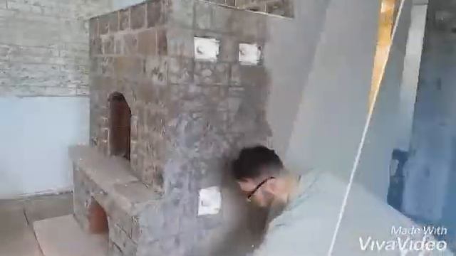 Декор печи под мрамор