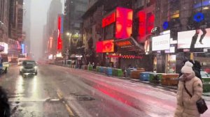 Virtual Winter Snow Walk New York Morning Walking Tour Manhattan Times Square 2024