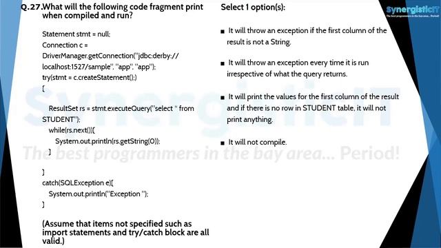 FREE Java Test - Part 1 | Best Java Bootcamps | SynergisticIT