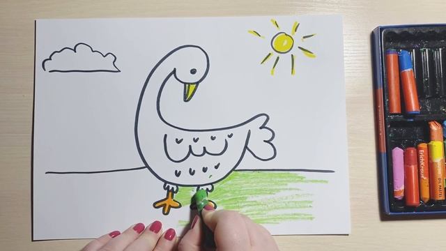 Урок рисования для детей- рисуем ЛЕБЕДЯ. Детский рисунок смотреть онлайн