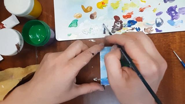 Натюрморт на магните. Рисуем тюльпаны в горшке. Картина на холсте акрилом. Натюрморт на мини холсте смотреть онлайн