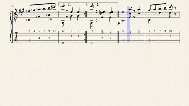 Valse - Jean-Baptiste Duvernoy c. 1802 -  c. 1880 op.272 - Tablature