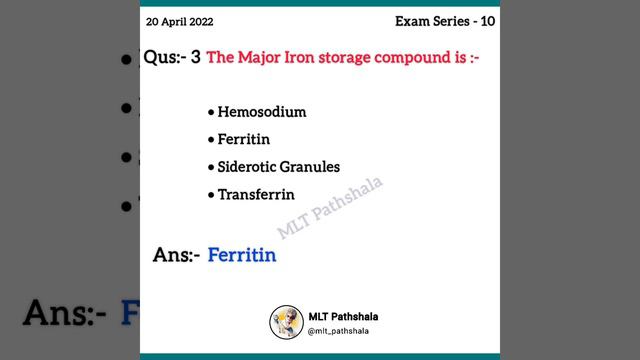 Lab Technician Exam Series:- 10 ⚕️ MLT MCQs 🧫 Lab Technician Government Vaccency 2022🩺MLT Pathshala