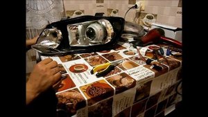 установка би-линз в оптику фольксваген поло седа часть 9